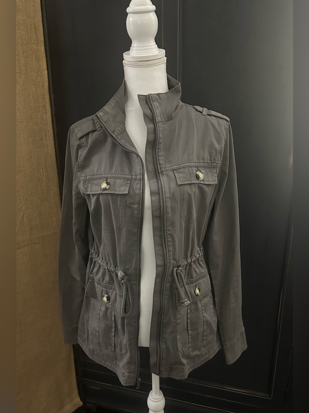 SO Gray Utility Drawstring Jacket